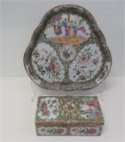Chinese Qing Famille Rose porcelain pen box