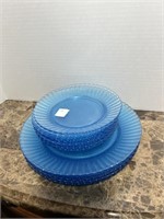 BLUE PLATES MADE IN MEXICO 9) 7" DIA. 7) 10" DIA.