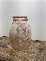 PINK COOKIE JAR 7 1/2" DIA X 11"