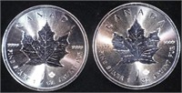 (2) 1 OZ .999 SILVER 2019 CANADIAN MAPLE ROUNDS