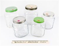 5 Vintage Glass Cannisters