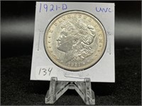 1921 -D 	Morgan Silver Dollar