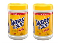Wipeout Antibacterial Wipes, Lemon Scent, 2 Tubs