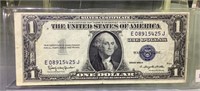 1935H one dollar silver certificate blue seal note