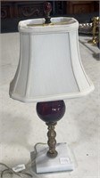 Ruby Red and Marble Dresser Lamp