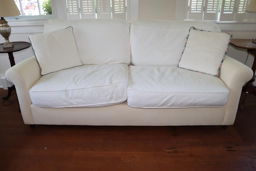 Crate and Barrel sofa with pillows 79"