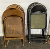 (D) 4 Wooden and 4 Metal Folding Chairs 33”