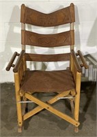 (D) Mid Century Campaign Folding Rocking Chair