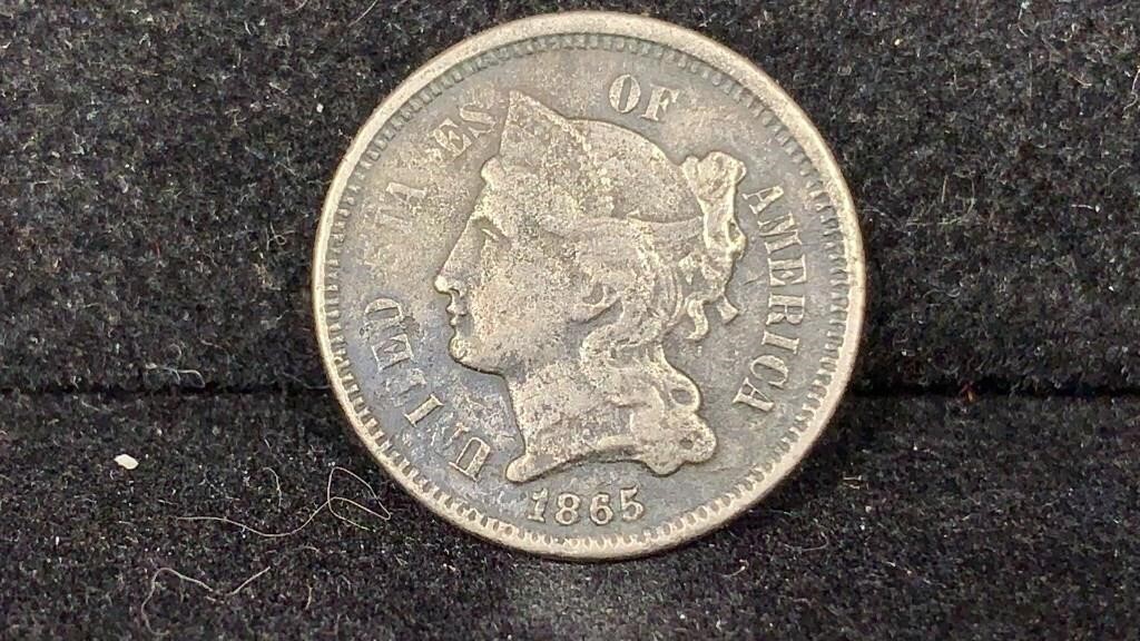 1865 Three Cents Nickel