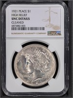1921 $1 Peace Dollar NGC Unc Det High Relief