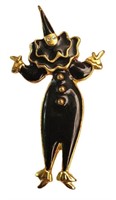 CHARMING VINTAGE SWEDISH GOLD ENAMEL CLOWN BROOCH