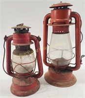 (2) Red Vintage Oil Lanterns