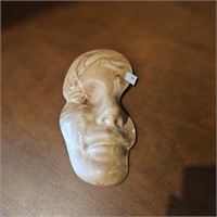 Contemporary Wood-Resin Composite Face Sculpture