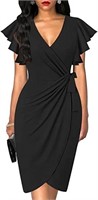 C761  Oten Women's Deep V-neck Pencil Dress, XL