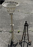 (O) Vintage Metal Plant Stand 39” and Candle