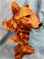 Wolf  Bust 12" Statue, Wood Design Resin