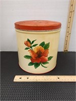 Vintage Retro Canister  Floral Design 1940's 7in