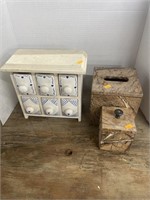 Candle holder, tissue box holder and box