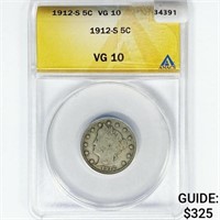 1912-S Liberty Victory Nickel ANACS VG10