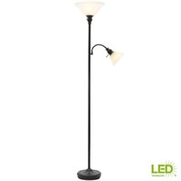 71 in. Floor Lamp with 2 Alabaster Glass Shades