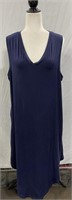 2XL BLUE SLEEVELESS V-NECK DRESS