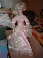 Collector Doll w/Porcelian Face In Pink Gown &