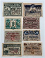 Sheet of (8) Austria Notgeld (Inflation Money)