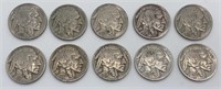 (10) Buffalo Nickels, All w/ Readable Dates