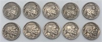 (10) Buffalo Nickels, All w/ Readable Dates