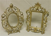 Gilt Rococo Cast Iron Table Top Picture Frames.