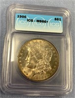 1900 Morgan silver dollar, MS 66+ by ICG