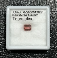 1.64 Natural Emerald Cut Pink Tourmaline GCI Grade
