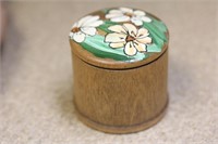Wooden Round Trinket Box