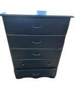 Black 5-Drawer Dresser with Silver Handles