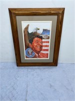 Orig Ronald Reagan Patriotic Mixed Media Painting