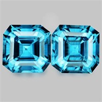 Natural Cambodian Blue Zircon Pair {Flawless-VVS1}