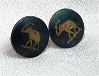 Vintage Round Thai Elephant Sterling Cufflinks