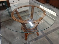Round Rattan glass top table