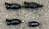 D3)  4 Vintage Hula Poppers Fishing Lures