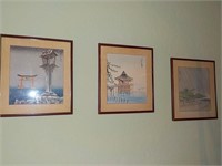 3 Oriental watercolors ea Each x 3 13.5x14.5