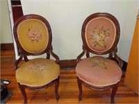 2 Victorian needlepoint chairs Ea Each x 2