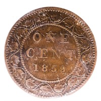 1859 Canada Large Cent Victoria F-15 DP N9 #1 ICCS