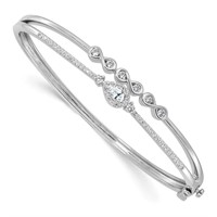 14 Kt-White Gold Lab Grown Diamond Bangle