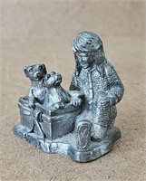 1990s Michael Ricker Pewter Puppies for Christmas