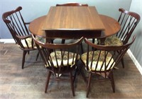 VTG. KLING COLONIAL SOLID CHERRY DINING TABLE &