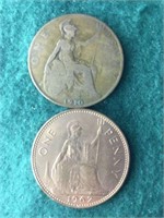 2 Large Foreign Cents