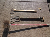 axe,potato fork & chimney cleaner