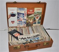 Vintage Briefcase Full of Old State Maps, Tourist