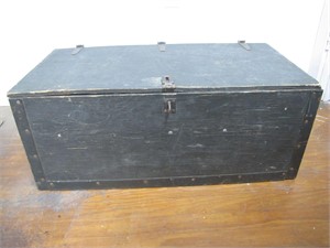 Vintage Military Foot Locker Wooden Box 60s