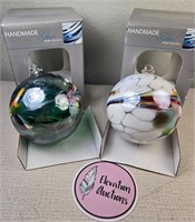 2 Glass Polish Handmade Ball Ornaments